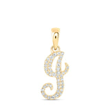 10kt Yellow Gold Womens Round Diamond I Initial Letter Pendant 1/8 Cttw