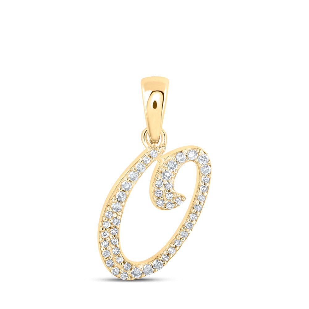 10kt Yellow Gold Womens Round Diamond O Initial Letter Pendant 1/8 Cttw