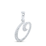 10kt White Gold Womens Round Diamond O Initial Letter Pendant 1/8 Cttw