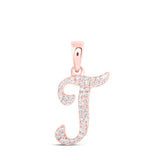 10kt Rose Gold Womens Round Diamond T Initial Letter Pendant 1/10 Cttw