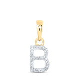 10kt Yellow Gold Womens Round Diamond B Initial Letter Pendant 1/20 Cttw