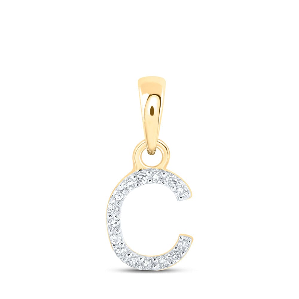 10kt Yellow Gold Womens Round Diamond C Initial Letter Pendant .03 Cttw