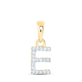 10kt Yellow Gold Womens Round Diamond E Initial Letter Pendant 1/20 Cttw