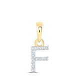 10kt Yellow Gold Womens Round Diamond F Initial Letter Pendant .03 Cttw