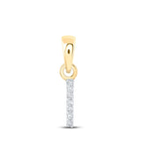 10kt Yellow Gold Womens Round Diamond I Initial Letter Pendant .02 Cttw