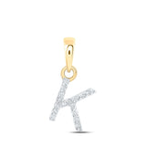10kt Yellow Gold Womens Round Diamond K Initial Letter Pendant .03 Cttw