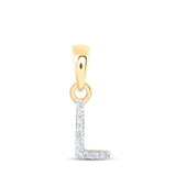 10kt Yellow Gold Womens Round Diamond L Initial Letter Pendant .02 Cttw