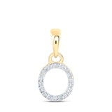 10kt Yellow Gold Womens Round Diamond O Initial Letter Pendant 1/20 Cttw