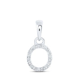 10kt White Gold Womens Round Diamond O Initial Letter Pendant 1/20 Cttw
