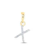 10kt Yellow Gold Womens Round Diamond X Initial Letter Pendant .03 Cttw