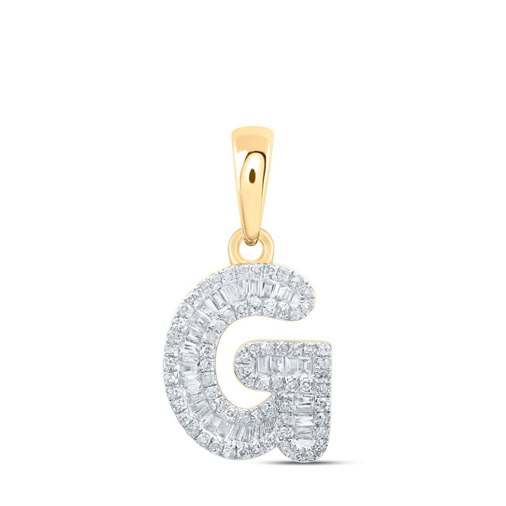 10kt Yellow Gold Womens Baguette Diamond G Initial Letter Pendant 3/8 Cttw