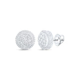 14kt White Gold Mens Round Diamond Cluster Earrings 3-7/8 Cttw