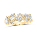 10kt Yellow Gold Womens Round Princess Pear Oval Diamond Band Ring 3/4 Cttw