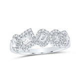 10kt White Gold Womens Round Princess Pear Oval Diamond Band Ring 3/4 Cttw