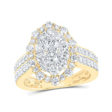 10kt Yellow Gold Womens Round Diamond Oval Ring 1-5/8 Cttw