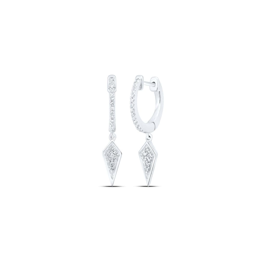 10kt White Gold Womens Round Diamond Dangle Earrings 1/5 Cttw