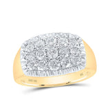 10kt Yellow Gold Mens Round Diamond Fluted Cluster Ring 1-1/2 Cttw