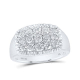 10kt White Gold Mens Round Diamond Fluted Cluster Ring 1-1/2 Cttw