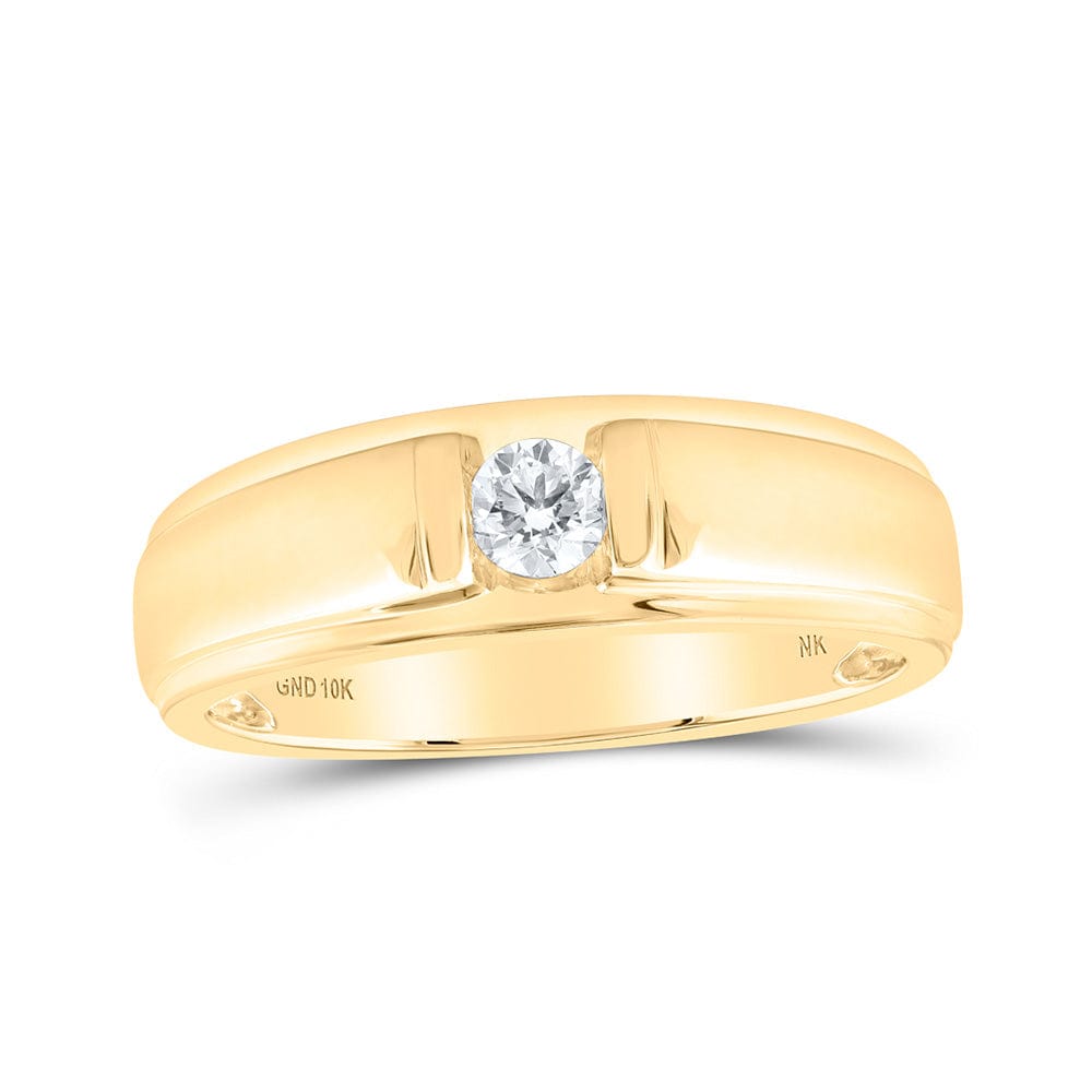 10kt Yellow Gold Mens Round Diamond Solitaire Band Ring 1/4 Cttw