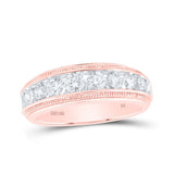 10kt Rose Gold Mens Round Diamond Band Ring 1-1/2 Cttw