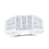 10kt White Gold Mens Round Diamond Flat-top Band Ring 1 Cttw
