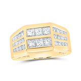 10kt Yellow Gold Mens Princess Diamond Band Ring 1-1/2 Cttw