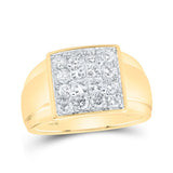 10kt Yellow Gold Mens Princess Diamond Square Ring 1-1/2 Cttw