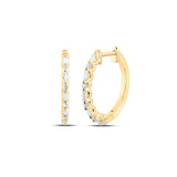 14kt Yellow Gold Womens Round Diamond Hoop Earrings 1/3 Cttw