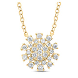 14kt Yellow Gold Womens Round Diamond 18-inch Cluster Necklace 1/5 Cttw