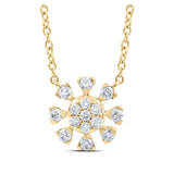 14kt Yellow Gold Womens Round Diamond 18-inch Cluster Necklace 1/3 Cttw