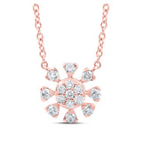 14kt Rose Gold Womens Round Diamond 18-inch Cluster Necklace 1/3 Cttw