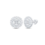 10kt White Gold Womens Round Diamond Circle Earrings 7/8 Cttw