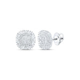 10kt White Gold Womens Round Diamond Halo Cluster Earrings 3/4 Cttw