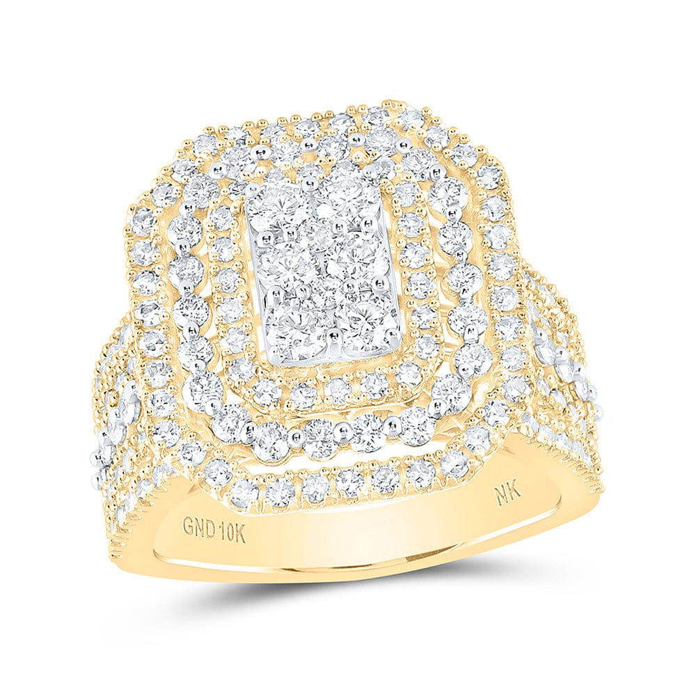 10kt Yellow Gold Round Diamond Octagon Bridal Wedding Engagement Ring 2 Cttw