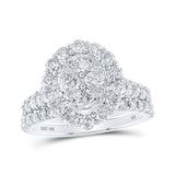 10kt White Gold Round Diamond Oval Bridal Wedding Ring Band Set 2 Cttw
