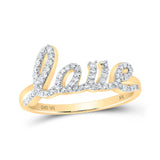 10kt Yellow Gold Womens Round Diamond LOVE Band Ring 1/4 Cttw