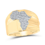 10kt Yellow Gold Mens Round Diamond Africa Cluster Ring 1/3 Cttw