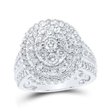 10kt White Gold Womens Round Diamond Oval Cluster Ring 2 Cttw