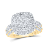 10kt Yellow Gold Womens Round Diamond Square Cluster Ring 1 Cttw
