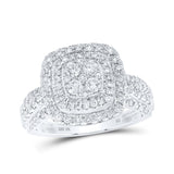 10kt White Gold Womens Round Diamond Square Cluster Ring 1 Cttw