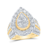 10kt Yellow Gold Womens Round Diamond Teardrop Cluster Ring 3 Cttw