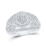 10kt White Gold Womens Round Diamond Cluster Ring 1 Cttw