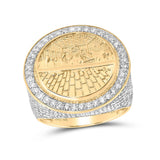 10kt Yellow Gold Mens Round Diamond Last Supper Circle Ring 2-3/8 Cttw