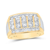 14kt Yellow Gold Mens Round Diamond Ribbed Shank Band Ring 2 Cttw