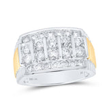14kt White Gold Mens Round Diamond Ribbed Shank Band Ring 2 Cttw