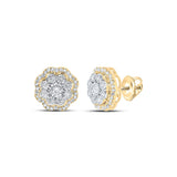 10kt Yellow Gold Womens Round Diamond Octagon Earrings 1/2 Cttw