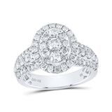 14kt White Gold Womens Round Diamond Oval Ring 1-1/2 Cttw