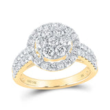 14kt Yellow Gold Womens Round Diamond Flower Cluster Ring 1-1/2 Cttw