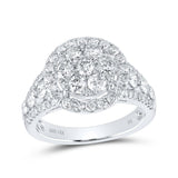 14kt White Gold Womens Round Diamond Cluster Ring 2 Cttw