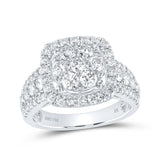 14kt White Gold Womens Round Diamond Square Cluster Ring 2 Cttw